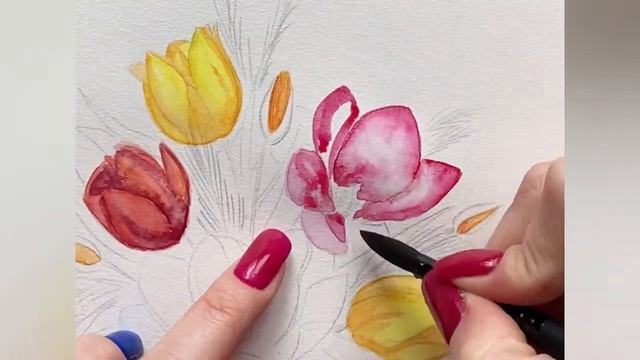 Рисуем весенний скетч. Рисуем вместе. Счётч к 8 марта. Скетч за 30 минут смотреть онлайн