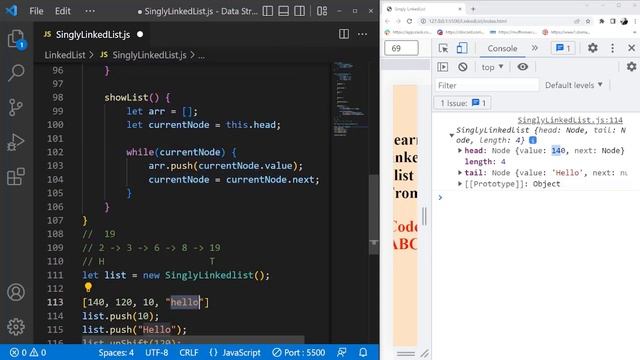 Linked List Data Structure Crash Course in Javascript Bangla Signlyl and Doubly Linked list