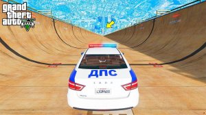 СПУСК БЕЗ ТОРМОЗОВ по МЕГА ТРАМПЛИНУ на РУССКИХ МАШИНАХ в ГТА 5 МОДЫ - ЭКСПЕРИМЕНТЫ в GTA 5