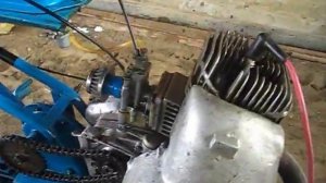 саморобний мотоблок з мотором від  мотороліра муравей ТМЗ 5-402
