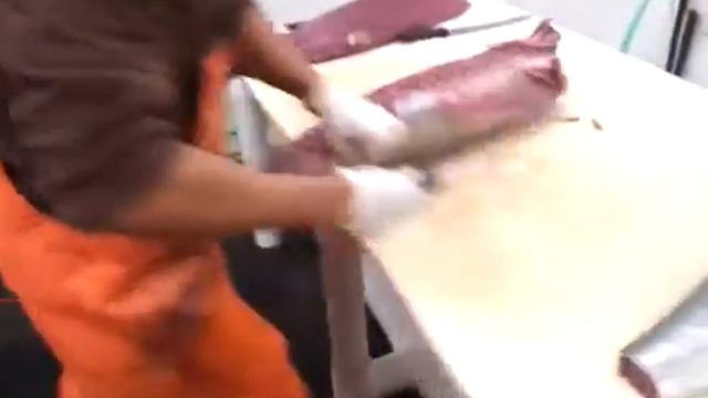 Suisan Fish Market - Iki Cutting an 120 lb. Ahi (Fast Cut)