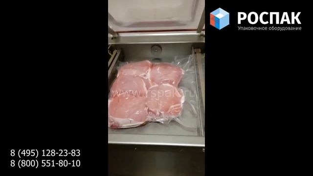 Упаковка сырого мяса в вакуум на IVP-400/2E INDOKOR (GAS) напольный упаковщик 2 планки по 420 мм смотреть онлайн