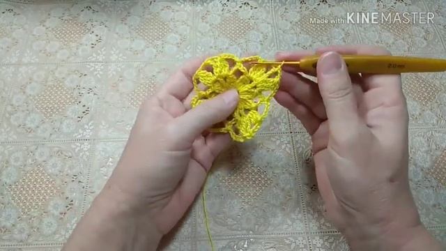 Вяжем красивый  квадратный мотив крючком.
