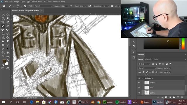 the Trooper XP-Pen Artist 15.6 HD and Adobe Photoshop - Real time concept art смотреть онлайн
