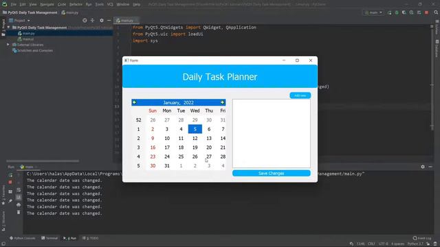 PyQt5 Daily Task Planning app #2： QCalendarWidget [tutorial for beginners] [Calendar Widget]