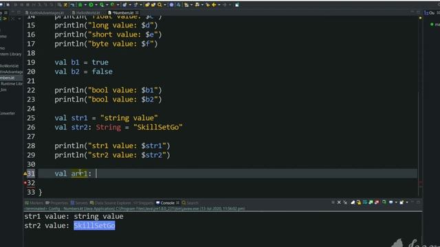 How to declare Boolean,  Strings and Arrays in Kotlin | Kotlin tutorial for beginners part 4.