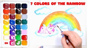 Colours of the rainbow. How to draw the rainbow with kids. Learning the order of colours. In English