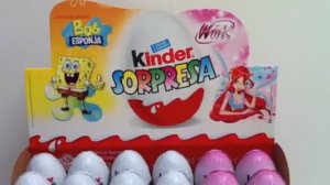 24 Киндер Сюрприз Яйца Губка Боб и Клуб Винкс 24 Kinder Surprise Eggs Spongebob & Winx Toys