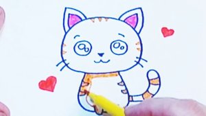 Как нарисовать котёнка фломастерами Простой мастер класс для детей