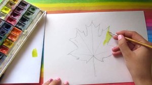 КАК НАРИСОВАТЬ КЛЕНОВЫЙ ЛИСТ ПОЭТАПНО АКВАРЕЛЬЮ