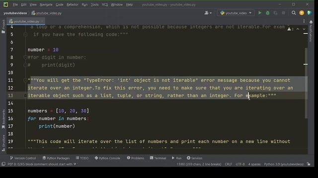 Debugging Python TypeError: 'int' object is not iterable смотреть онлайн