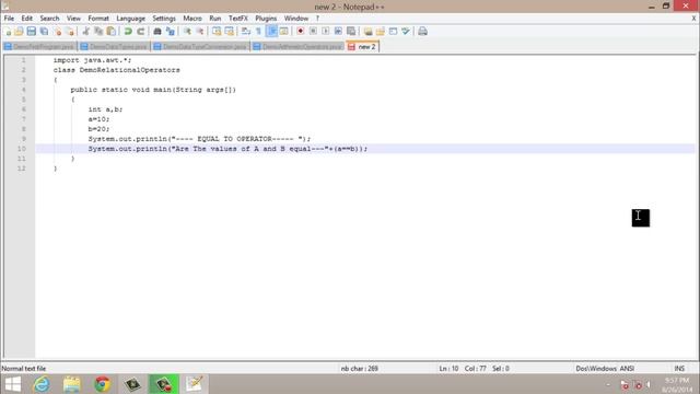 Java Tutorials-Java Operators(Relational Operators part1)