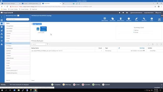 NetApp SnapCenter for SQL смотреть онлайн