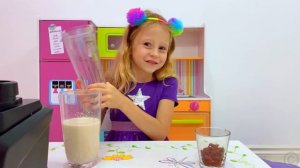 Nastya plays chef and cooks for dad