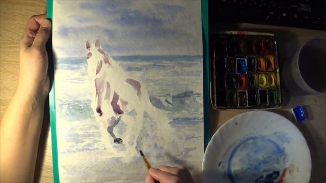 Как нарисовать черного коня (лошадь) акварелью. Watercolor Black Horse Painting Demonstration