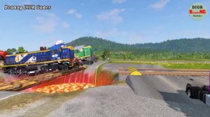 Double Flatbed Trailer Truck vs speed bumps|Busses vs speed bumps|Beamng Drive|190