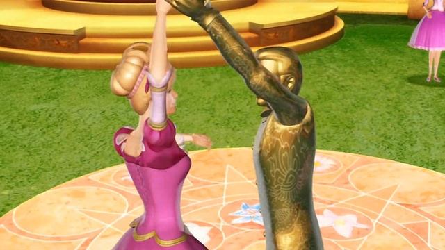 Barbie in The 12 Dancing Princesses - Third dance wih golden princes in the enchanted pavillon
