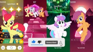 My Little Pony in Tiles Hop EDM Rush! Apple Bloom vs Applejack vs Sweetie Belle vs Scootaloo