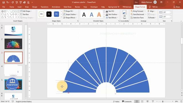 Colorful 12 Options Slide in PowerPoint. Tutorial No.876
