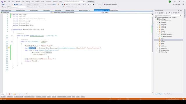 ASP.NET MVC - Installing and working with Serilog