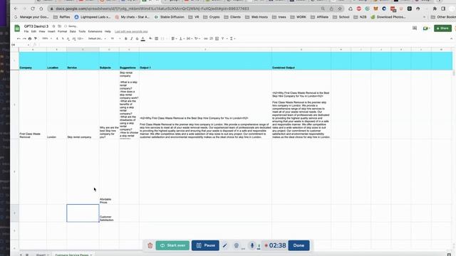 Mass Producing Web Page Content in Google Sheets with GPT3 смотреть онлайн