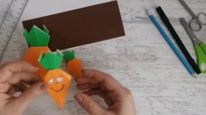 Оригами ВЕСЕННЯЯ поделка морковная грядка из бумаги / Аппликация для детей