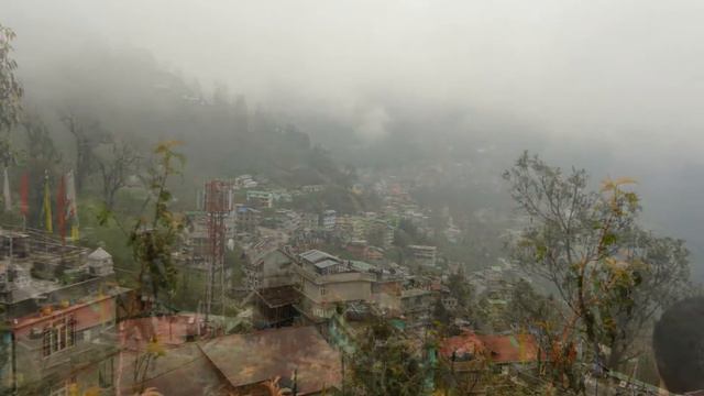 Gangtok Town View Point from Enchey Monastery Balcony at Morning.