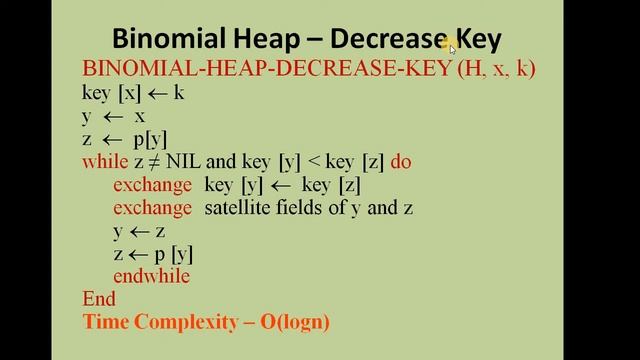 Binomial Heap Extract Minimum Key, Decrease Key and Delete Key Operations