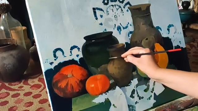 Рисуем натюрморт. Живопись с натуры/ как нарисовать/ how to смотреть онлайн