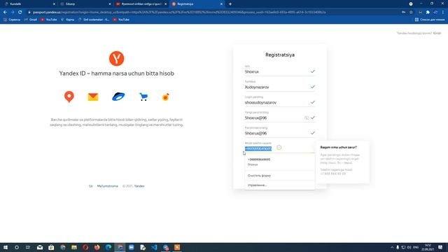 Yandex.ru  Da Telefon Raqamsiz Elektron Pochta Ochish.#yandex #email #bez_nomer #uzbek  #uzbekcoder