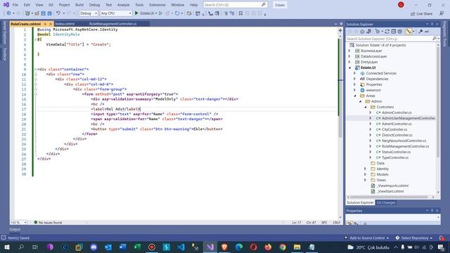 .Net Core 5.0 ile Emlak Sitesi - Admin Paneli Rol Yönetimi Yeni Rol Ekleme