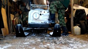 Работа самодельной, передней подвески на снегоход.