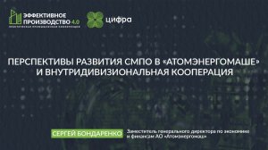 Перспективы развития СМПО в «Атомэнергомаше» и внутридивизиональная кооперация