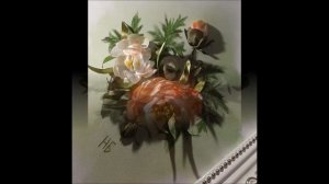 Пионы. Вышивка лентами.