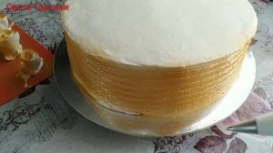 Украшение торта кремом (БЗК)Золотые розы.