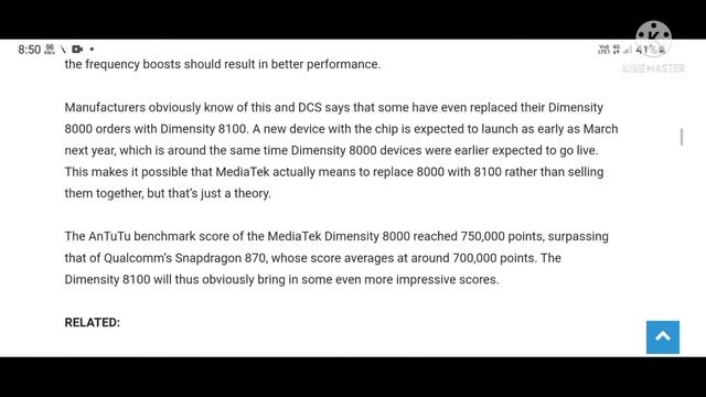MediaTek Dimensity 8100 chip tipped, will be Dimensity 8000’s faster version ||