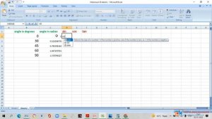 Calculate Sin cos Tan in radian and Degrees in Exel