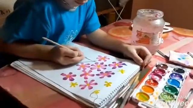 #Рисунок акварелью "Осенний букет для учителя"
#Watercolor "Autumn bouquet for a teacher"