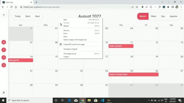 React Calendar Project | React Js | Cool Programming Projects