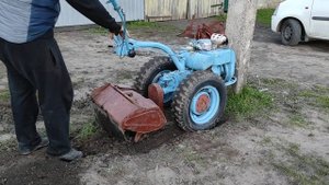Мотоблок МТЗ-06. Работа мотоблока с фрезой.