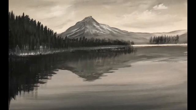 How to paint a black and white landscape in acrylic — timelapse смотреть онлайн