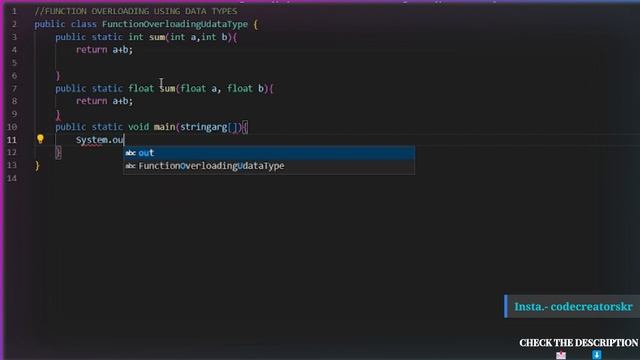 Amazing Concept Of Function Over Loading  In Java || #videos  #viralvideo #codecreatorskr