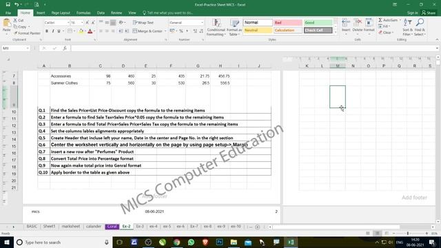 Excel Rows and Columns | Apply border| Excel Formulas | Excel Practice | Exercise-2 смотреть онлайн
