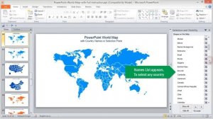 Selectable countries by name and color in PowerPoint World Map