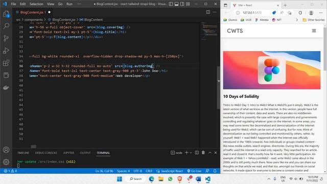Build A Blog Website | React JS, Strapi CMS, Tailwind CSS | Part 8: Blog Content
