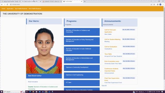 DJANGO  AND PYTHON  driven and Dynamic web contents Using Python  MySQL and  Django with Admin Pane