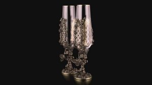 Бокалы для шампанского Цветочная фантазия 2 шт (Латунь, стекло)