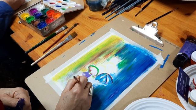 Рисунок акрилом в технике правополушарного рисования