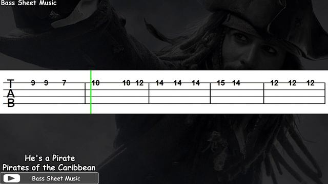 Pirates of the Caribbean - He's a Pirate Bass Tabs Tutorial смотреть онлайн