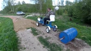 слабый мотоблок не потянул самодельный каток